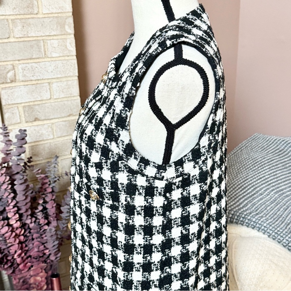 REFORMATION Tropez Mini Dress - Black Check - Picture 5 of 10